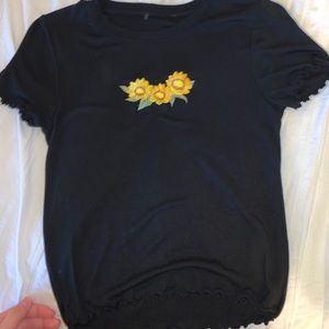 forever 21 embroidered sunflower top